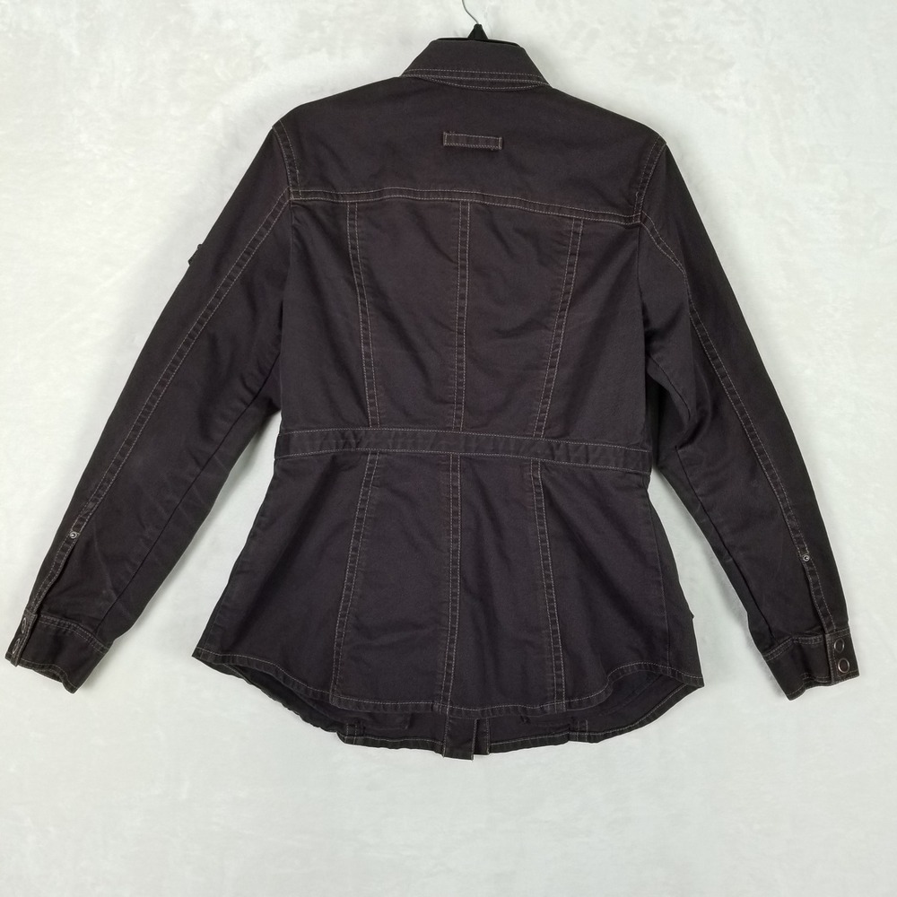 Cabi Utility Jacket Womens L Brown Contrast Stitch Snap Front Field Coat 162 - Picture 2 of 8